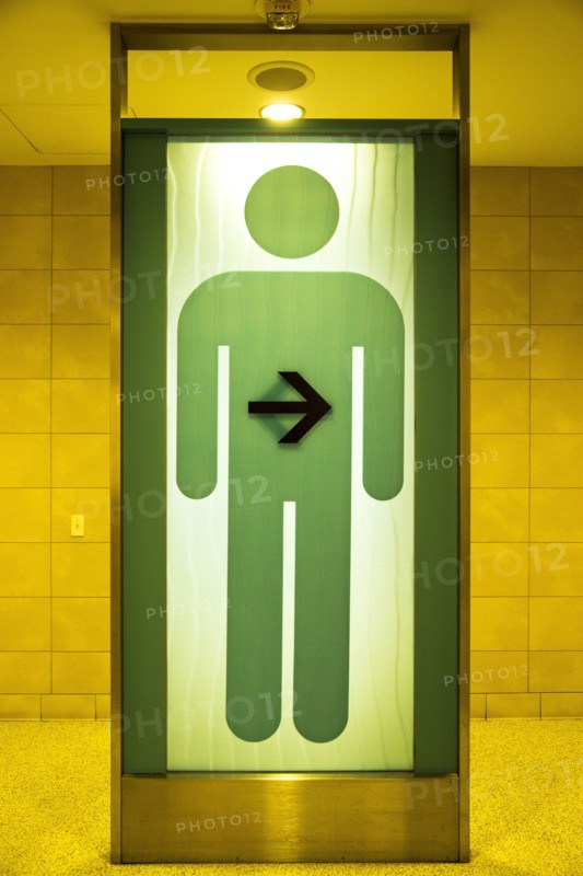 Green restroom sign for men