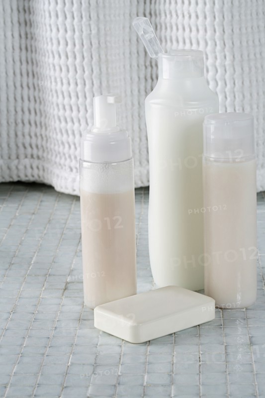 Soap and bottles shampoo