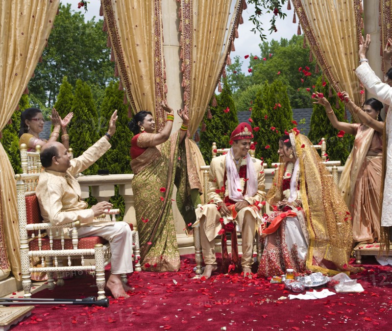 Indian bride and groom at wedding