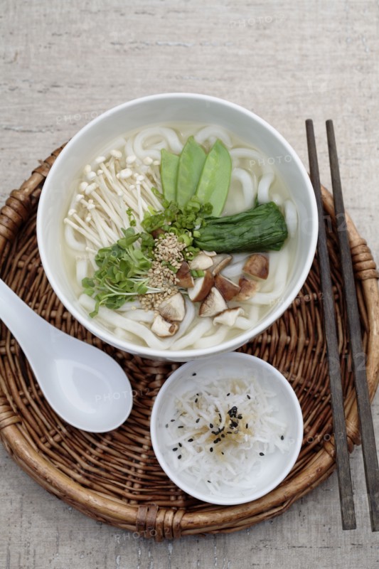 Vegetarian udon noodle soup