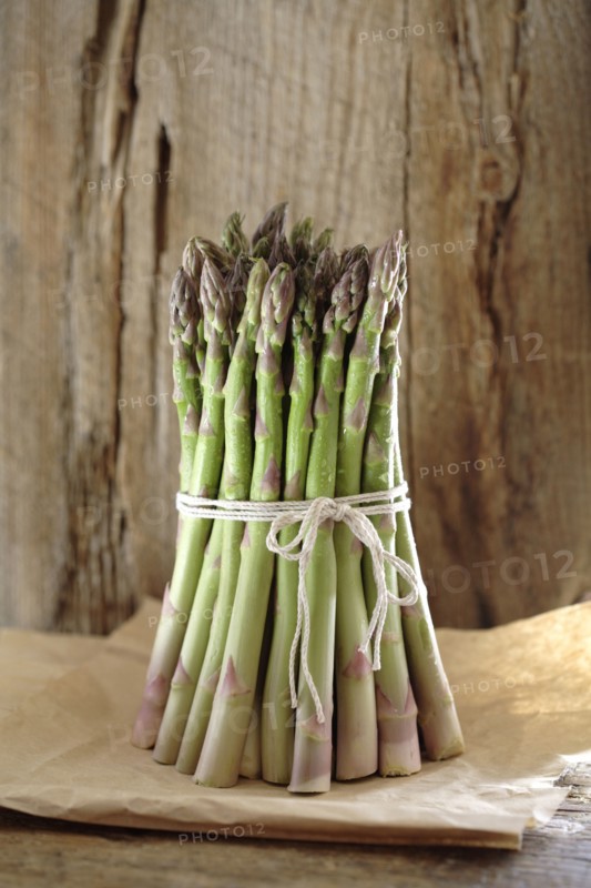 Asparagus spears tied together