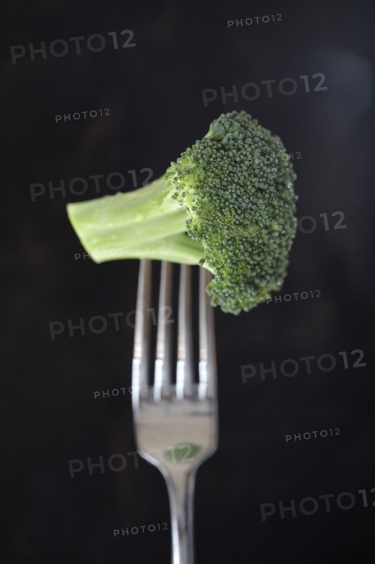 Broccoli floret on fork