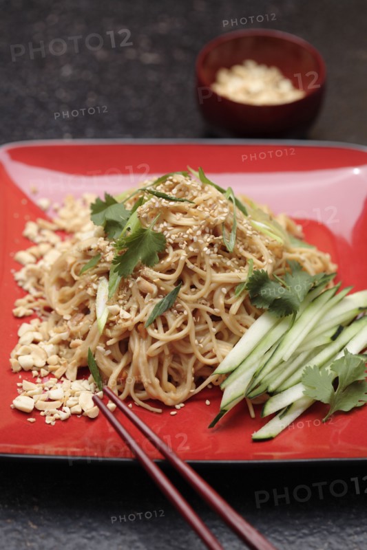 Cold sesame noodles in peanut sauce