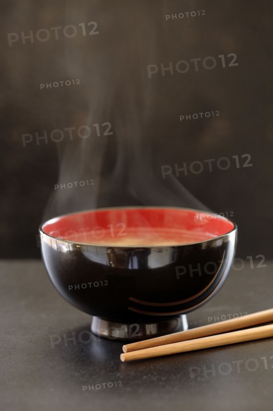 Steaming bowl of miso soup