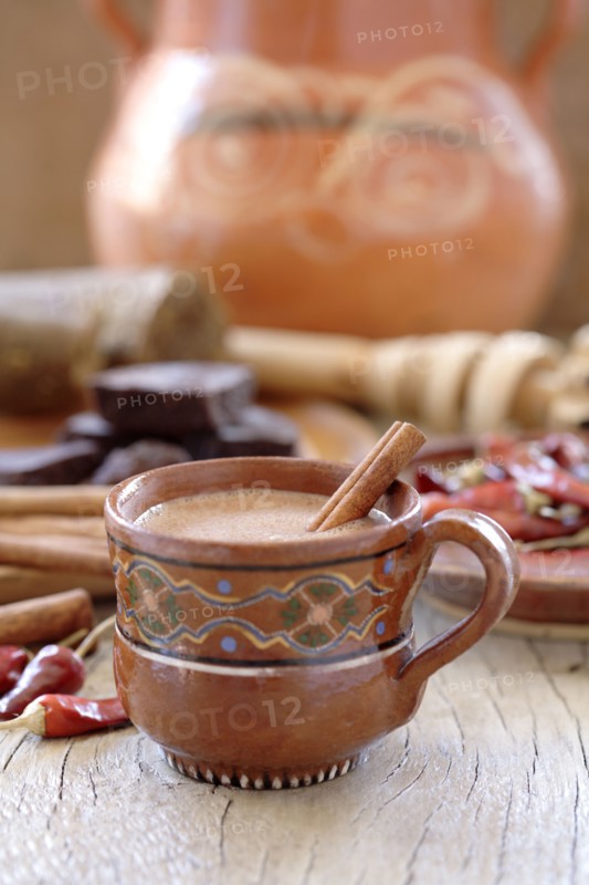 Mexican hot chocolate with cinnamon and chilis