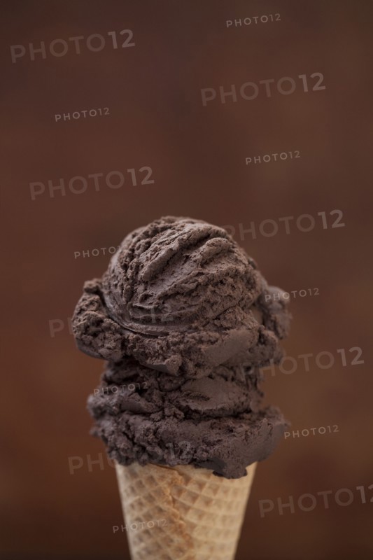 Close up of chocolate ice cream cone