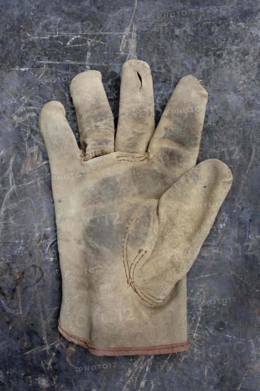 Close up of worn work glove