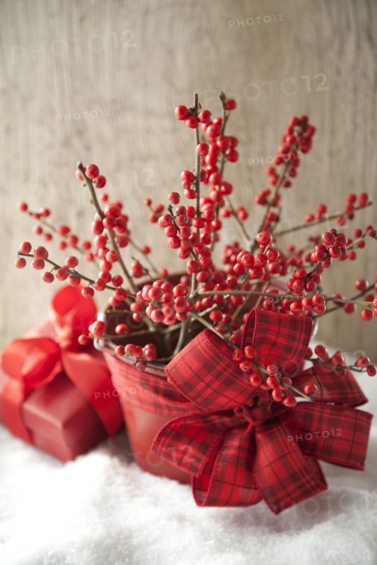 Bouquet of red berries decorated for Christmas