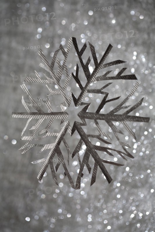 Close up of silver snowflake