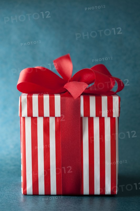 Close up of wrapped Christmas gift