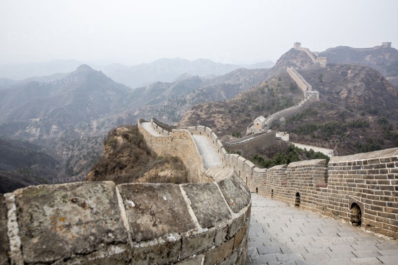 Great Wall of China and mountains