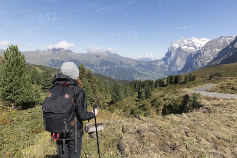 Caucasian woman hiking in mountains