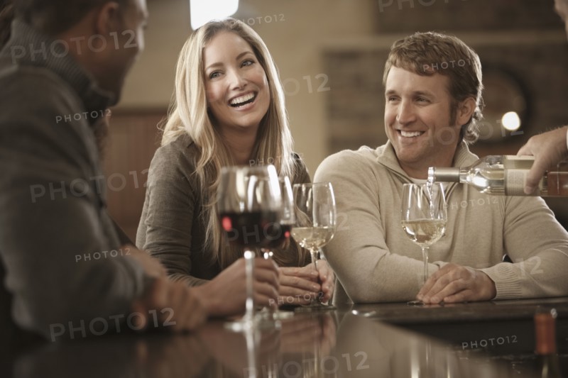 Friends drinking wine together