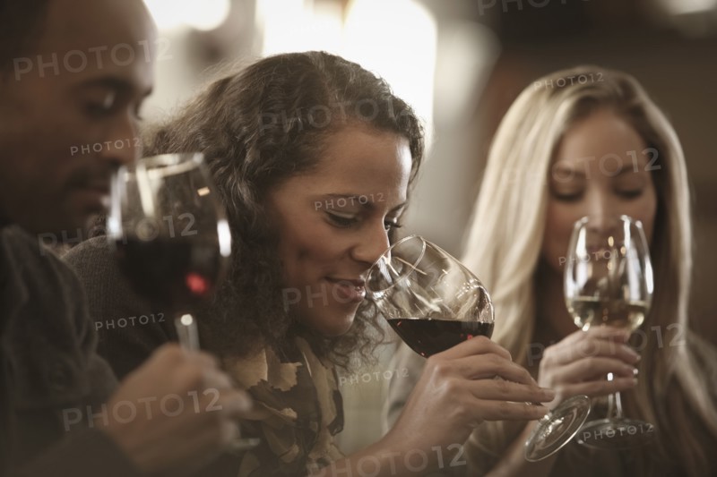 Friends tasting wine together
