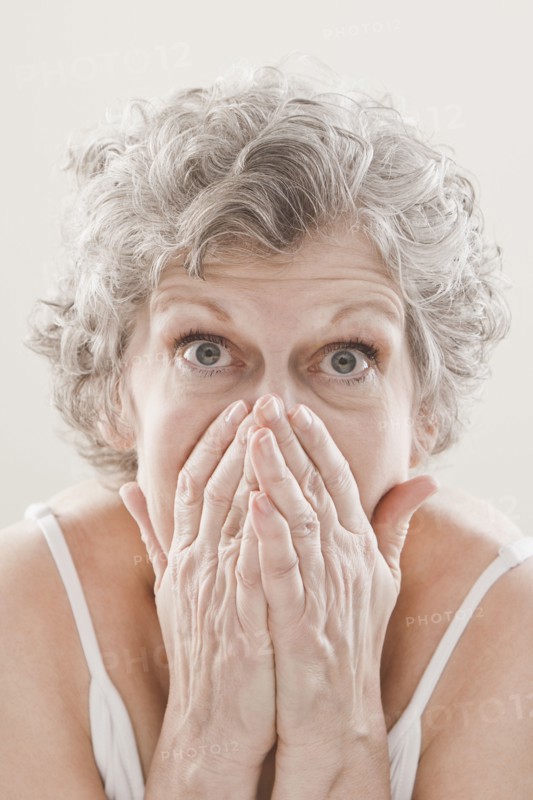 Shocked Caucasian woman