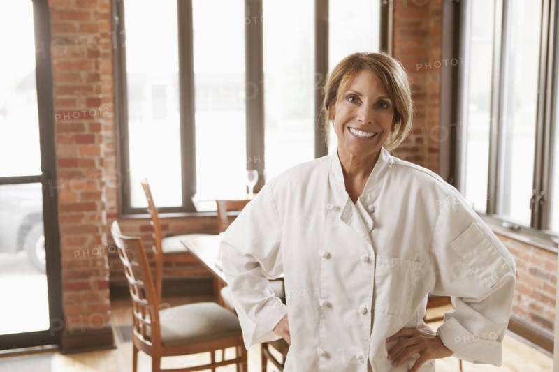 Caucasian chef standing in restaurant
