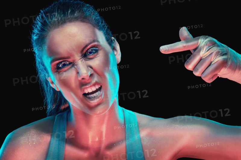 Caucasian woman shouting