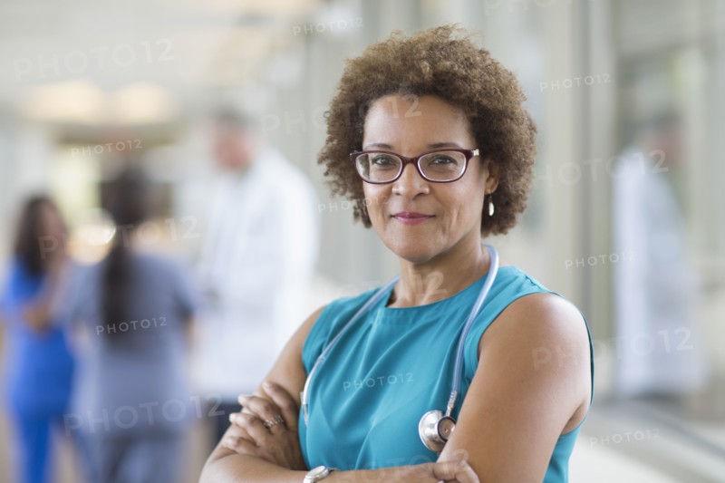 African American doctor smiling