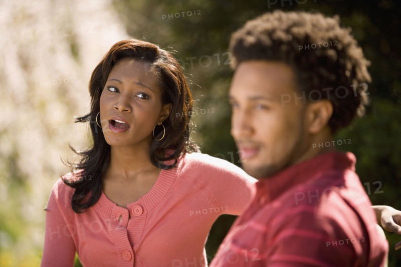 African American woman yelling at boyfriend