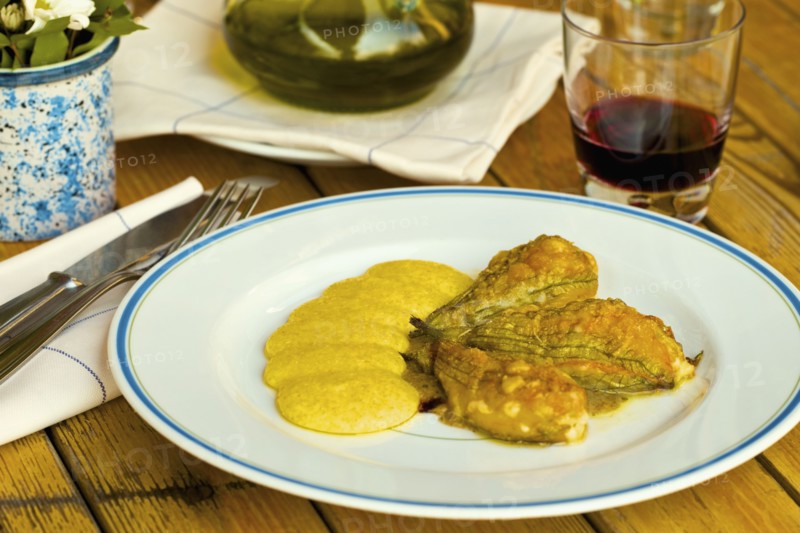 Traditional stuffed Italian zucchini flowers