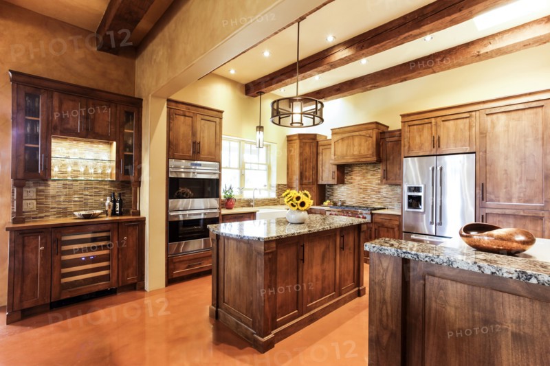 Wooden cabinets in modern kitchen