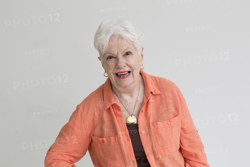 Portrait of laughing older Caucasian woman