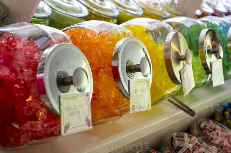 Multicolor candy in jars