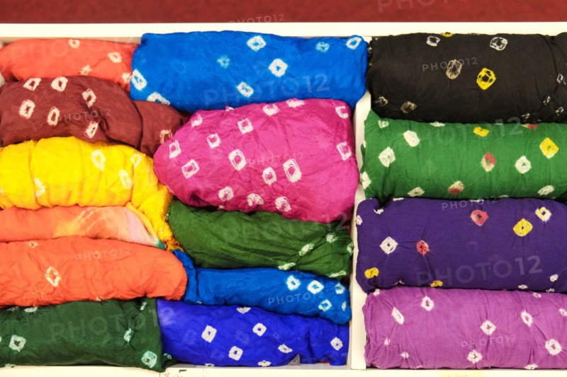 Piles of multicolor fabric