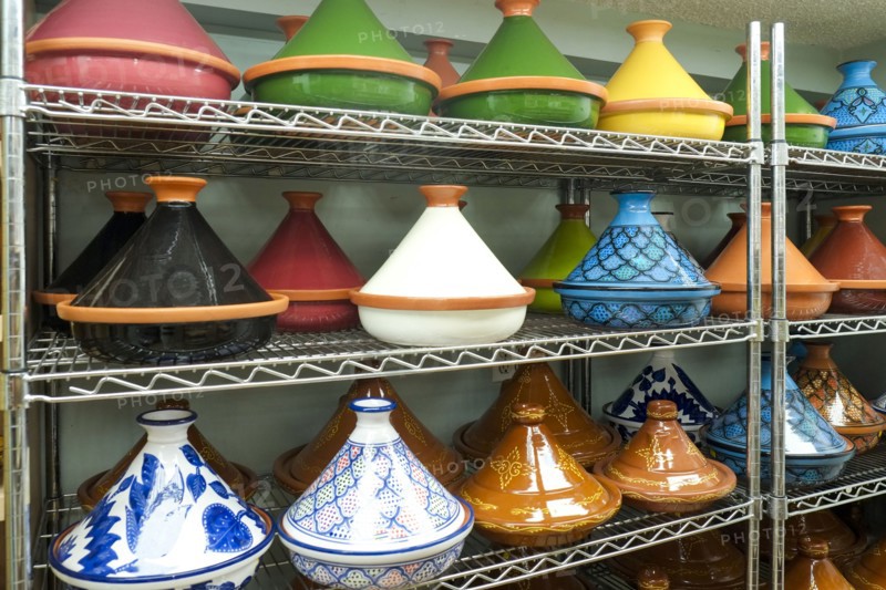 Variety of pots on shelf in store