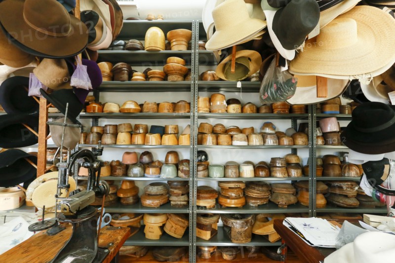 Hats and bowls in retail store