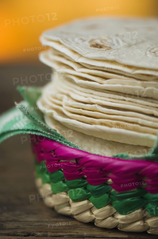 Close up of organic flour tortillas