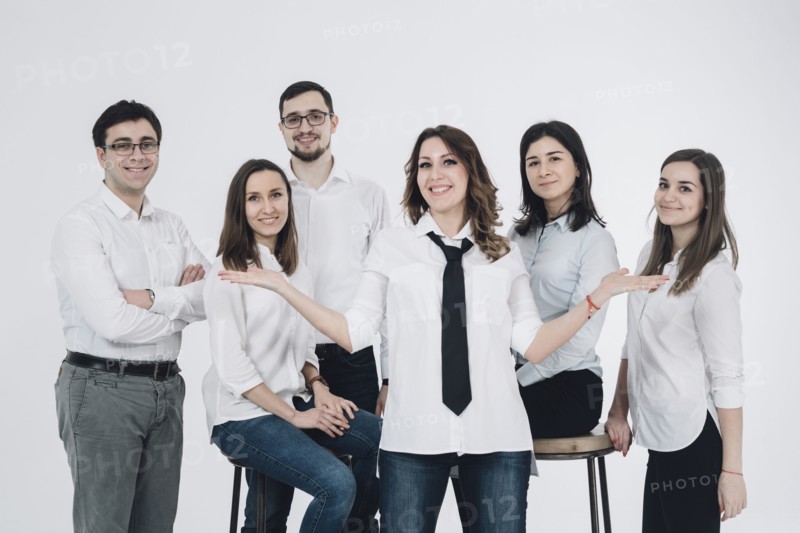 Portrait of confident Caucasian men and women