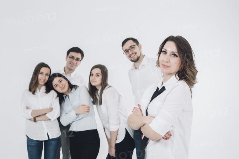 Portrait of confident Caucasian men and women