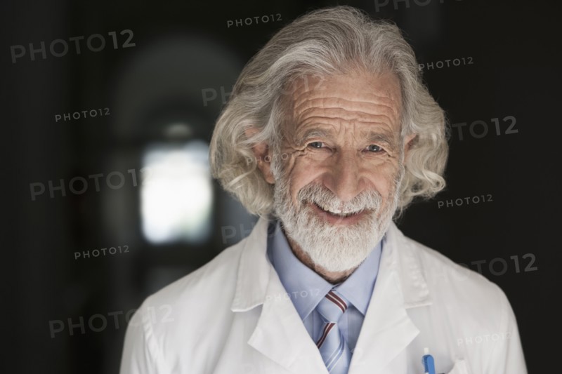 Senior Caucasian smiling scientist