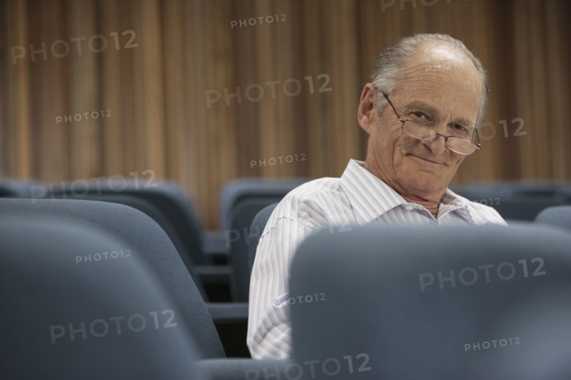 Senior Caucasian student sitting in classroom