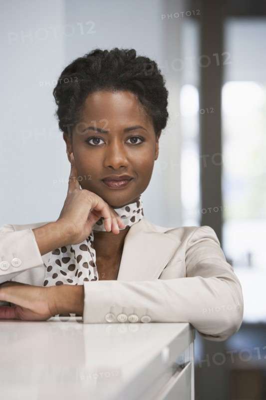 Businesswoman smiling in office