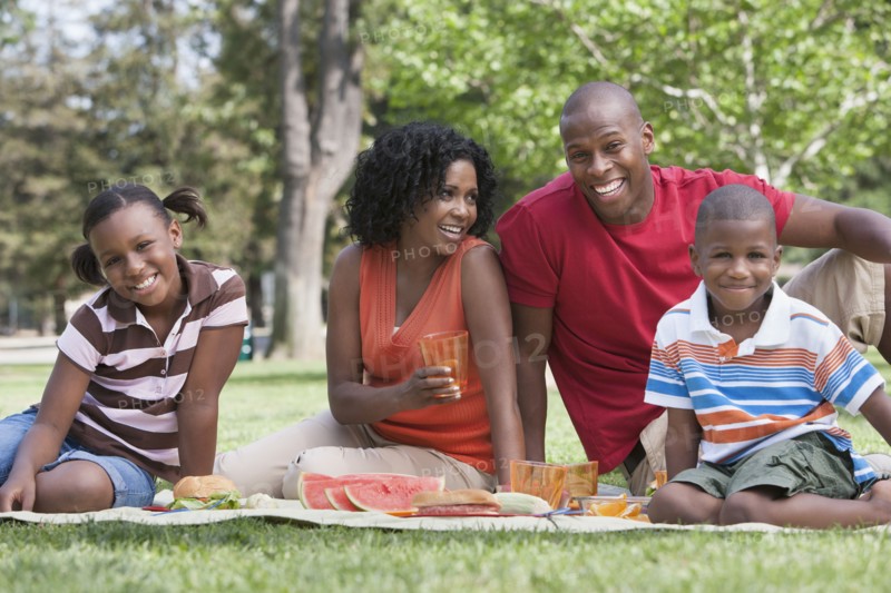 Family having picnic in park
