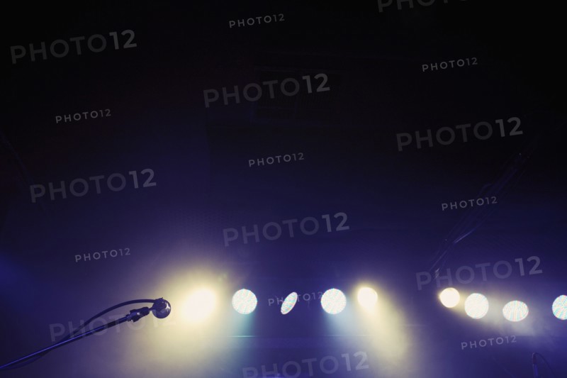 Microphone and spotlights on stage