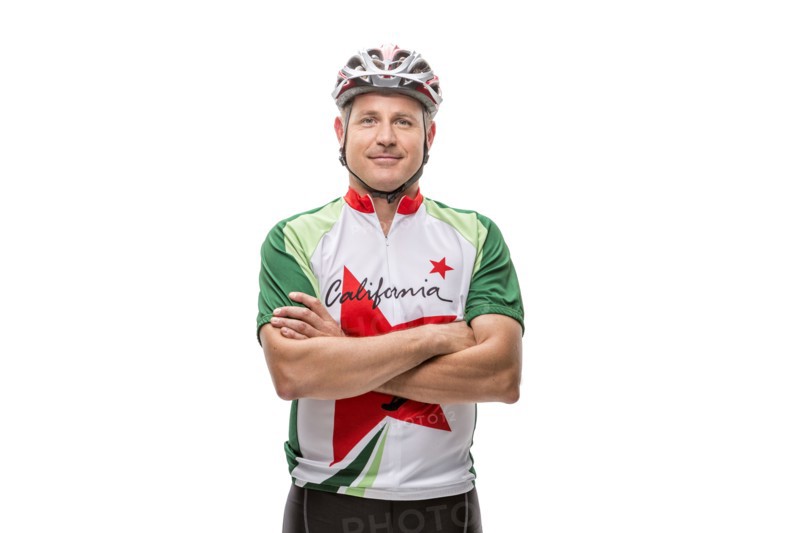 Caucasian cyclist smiling