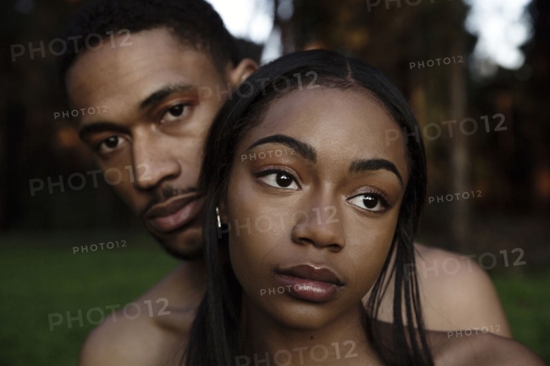 Close up of serious couple