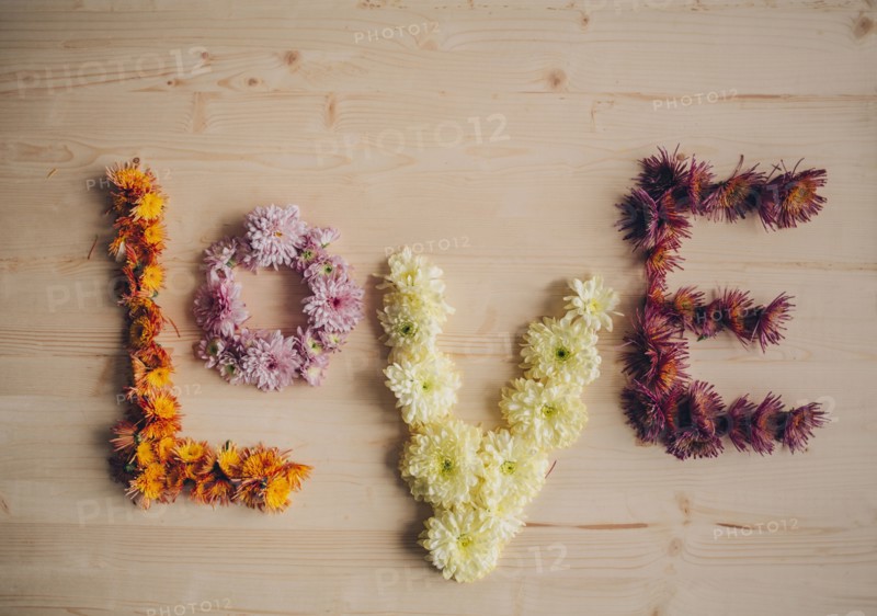 Love spelled with flowers