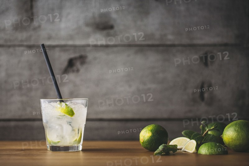Mojito cocktail with lime and mint