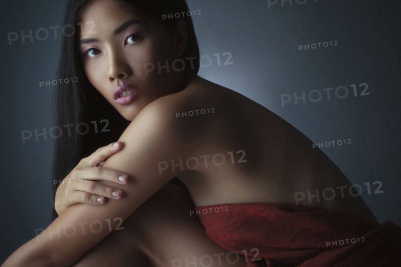 Close up of woman wrapped in blanket