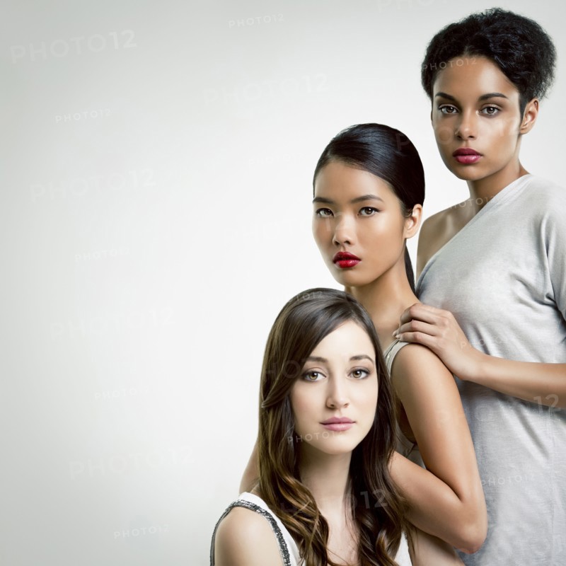 Close up of serious women posing