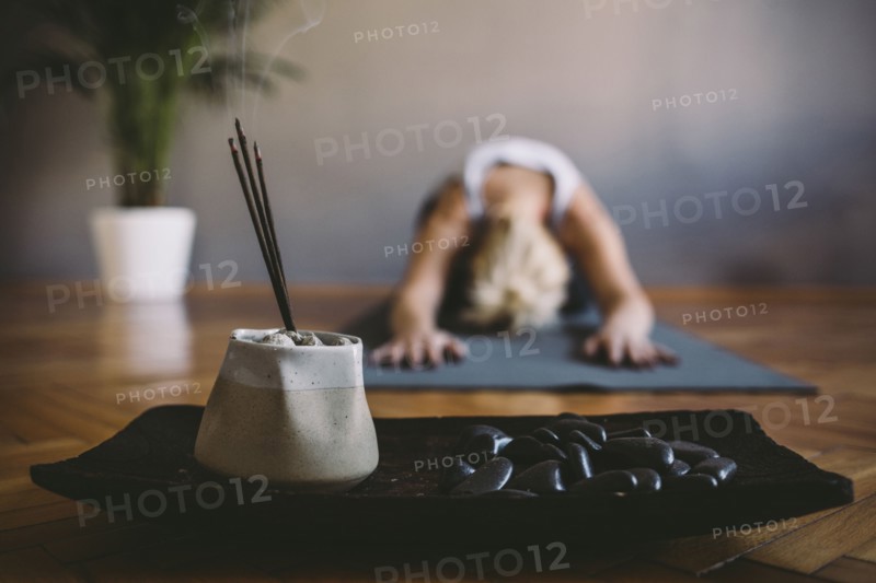 Incense burning in yoga studio
