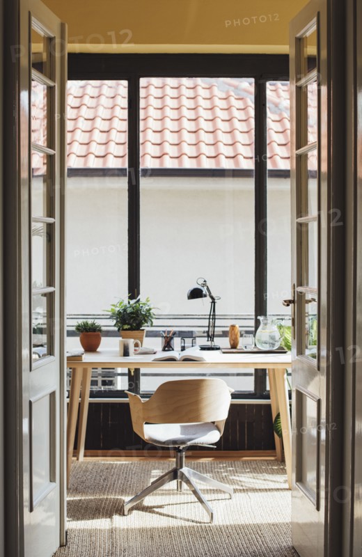 Empty chair in home study