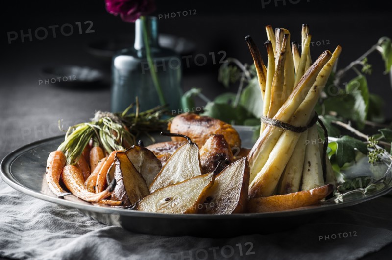 Potatoes and greens on plate