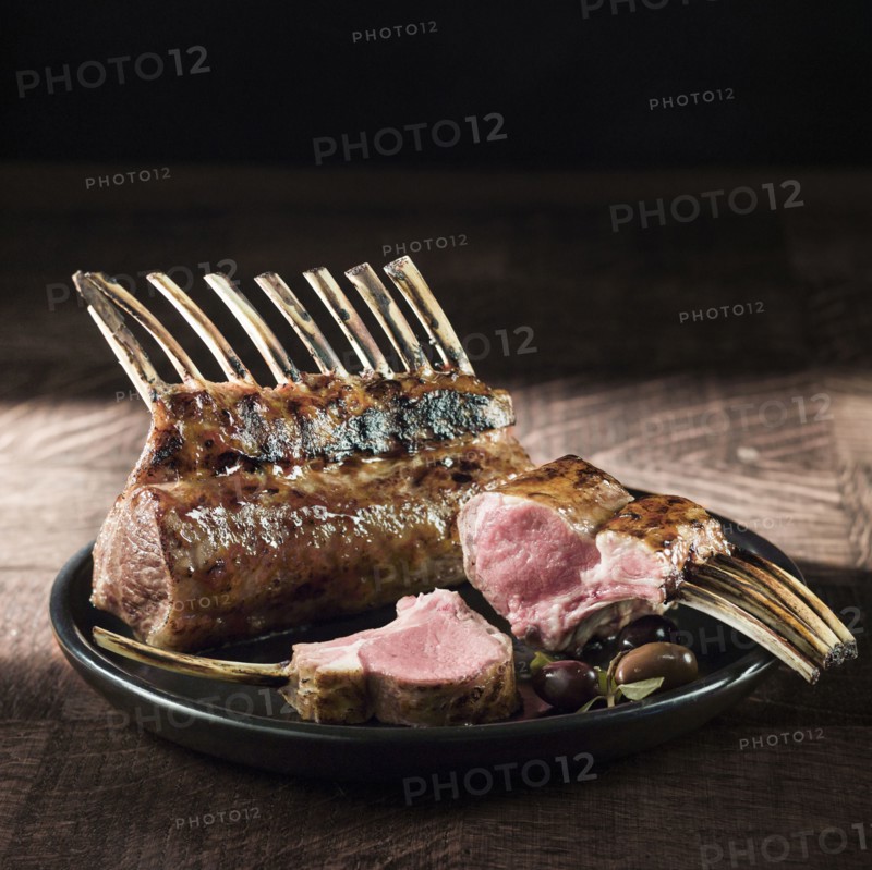 Lamb chops on plate