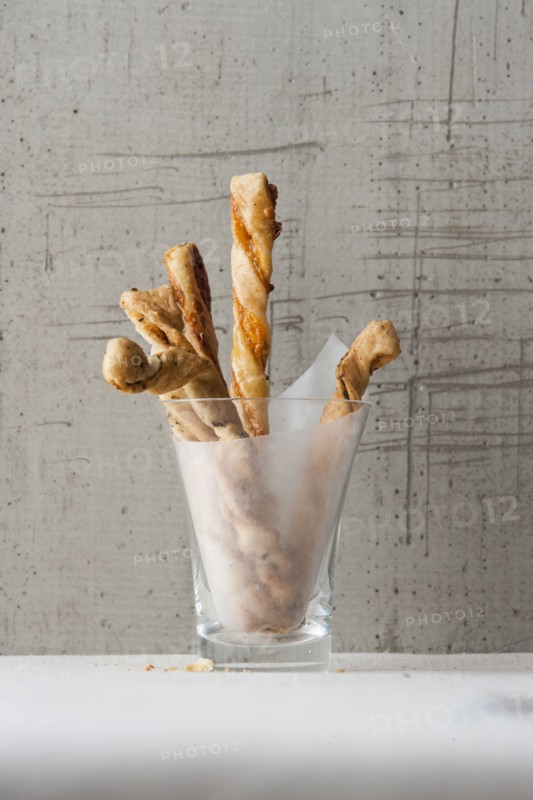 Pastry twists in glass