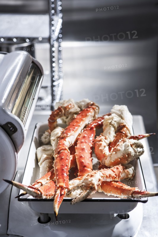 Crab legs on butcher scale